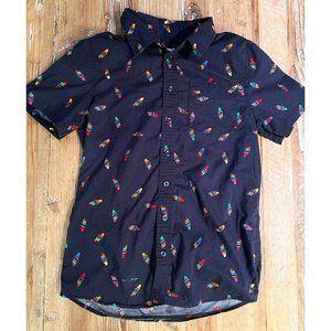 Target "Take Pride" Kids 12/14 Button Up (Navy w Rainbow Ice Cream Cones)